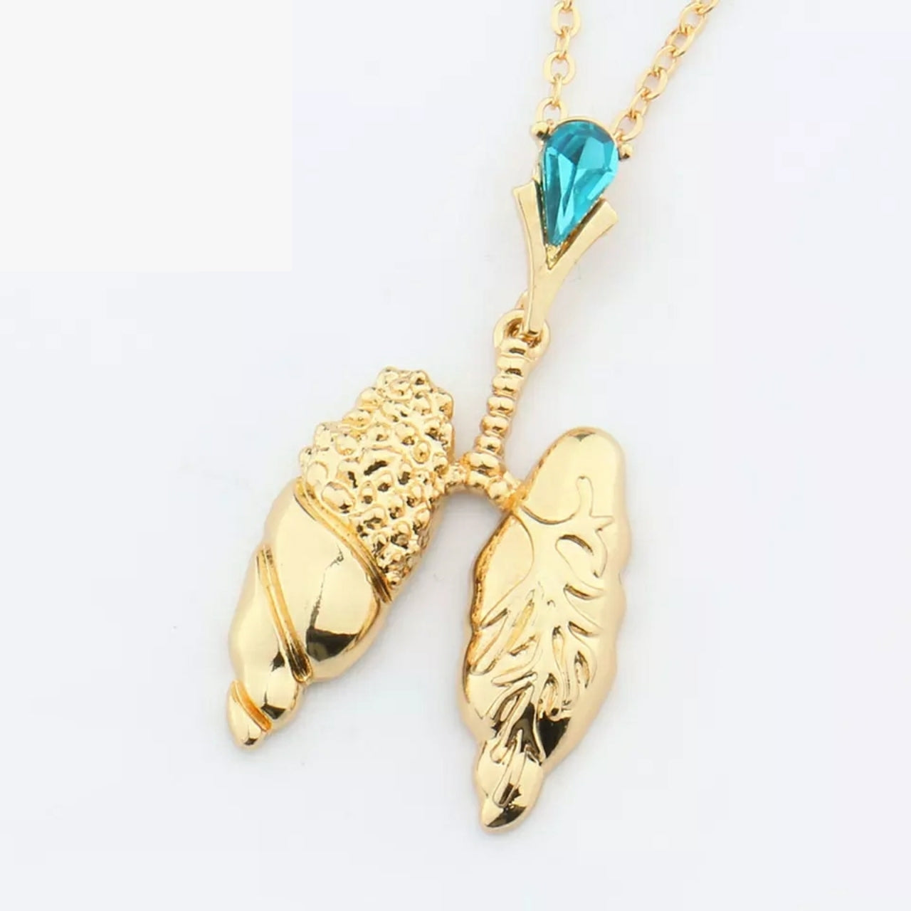 Gold/Silver Colors Lungs Necklace with Crystal Pendant Biology Jewelry For Doctor/Nurse