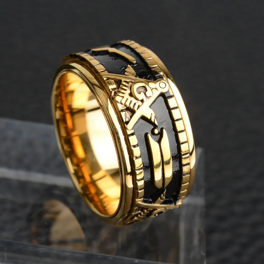 Rotatable Stainless Steel Masonic Rings for Men| Signet Freemason Ring Freemasonry Vintage Punk