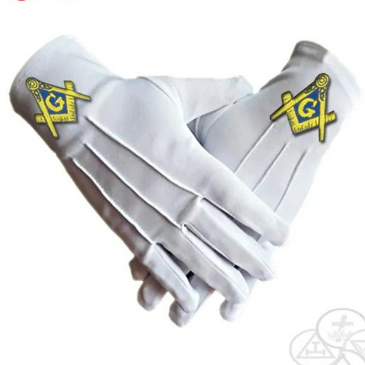 Party etiquette, gifts Freemasonry embroidered Regalia logo gloves