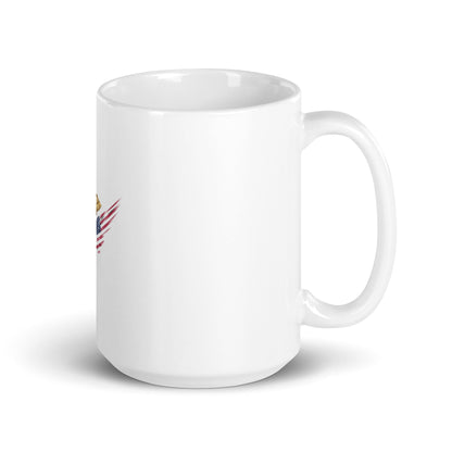 MerchsMate® American USA Flag Wing Medical Caduceus White glossy mug
